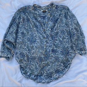Anthropologie womens floral button up top